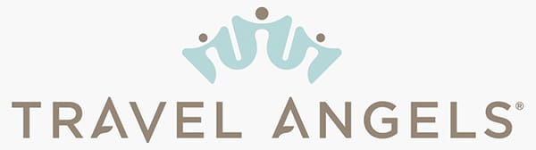 Logo di angeli con ali su sfondo bianco.